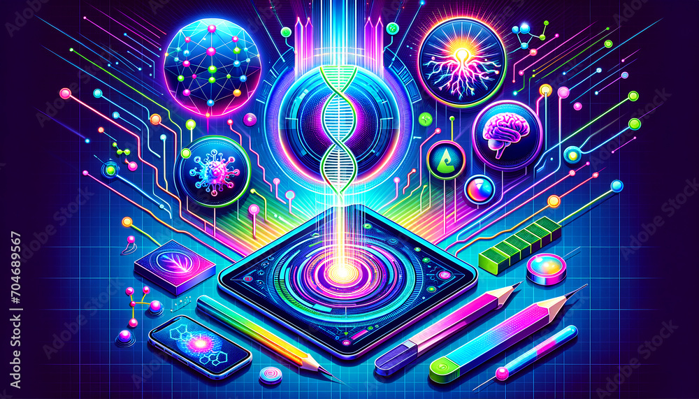 A vibrant glimpse into the future of healthcare and technology. A vibrant glimpse into the future of healthcare and technology.