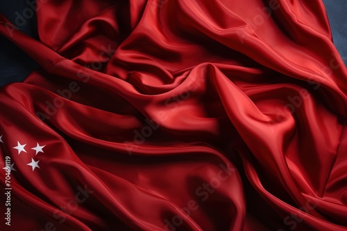 Red silk fabric with white stars