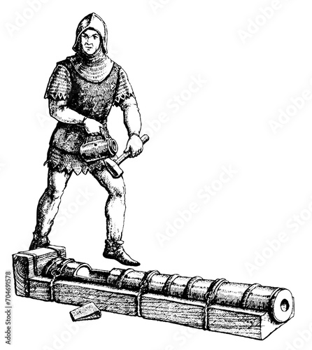 Italian warrior. Hand drawn drawing. Vector image