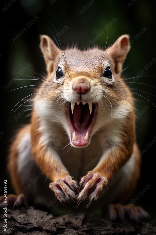 Close-up of an angry squirrel baring its teeth Close-up of an angry squirrel baring its teeth