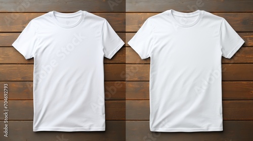 White t shirt mockup template for front and back design print on a plain white cotton shirt