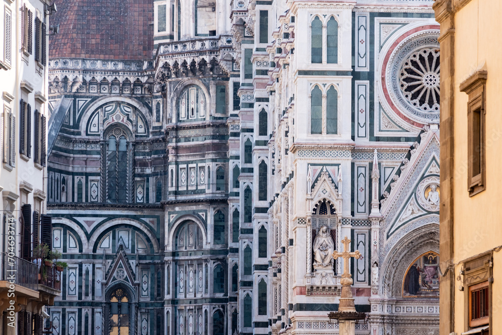 Neo-gothic facade of the cathedral Santa Maria del Fiore in Florence