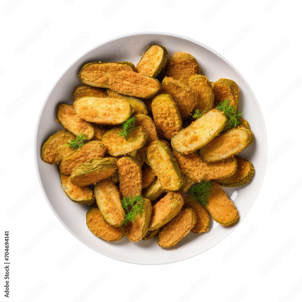 Fried Dill Pickle Chips Isolated on Transparent Background 