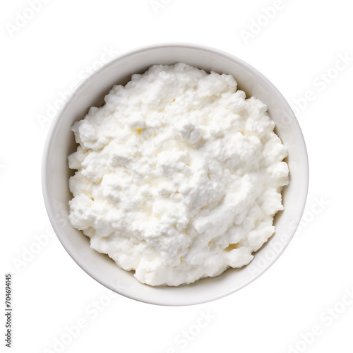 Bowl of Healthy Cottage Cheese Isolated on a Transparent Background 