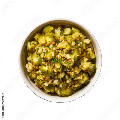 Bowl of Pickle Relish Isolated on a Transparent Background 