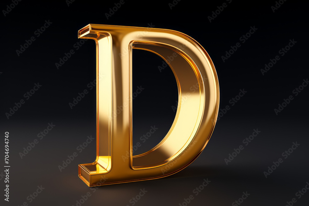 Golden 3D render of the letter Golden 3D render of the letter