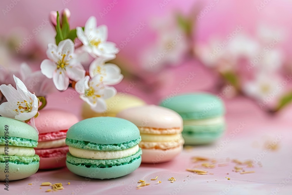 Colorful macarons in a delicate arrangement Colorful macarons in a delicate arrangement