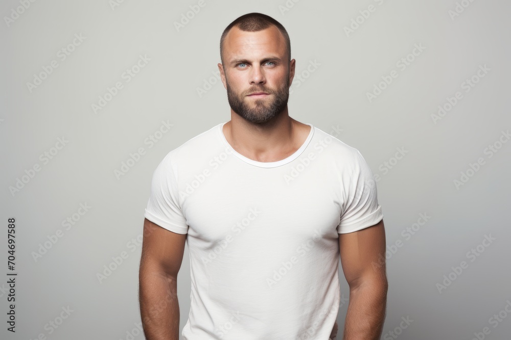 Portrait of a handsome young man in white t-shirt. Portrait of a handsome young man in white t-shirt.