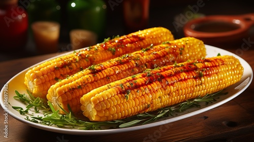 Tempting and mouthwatering grilled corn on the cob expertly prepared and delicious barbecue corn