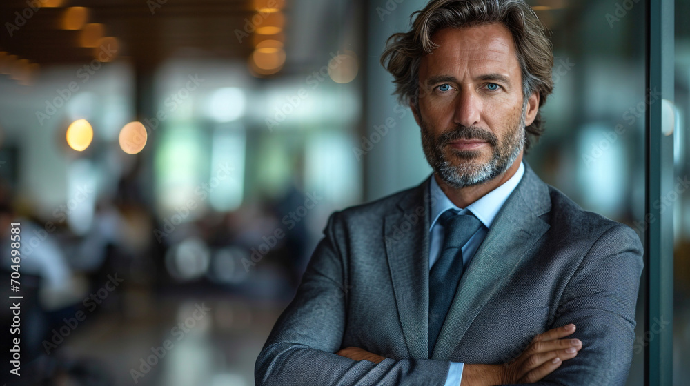 Fototapeta premium Portrait of a Caucasian businessman working in a large company