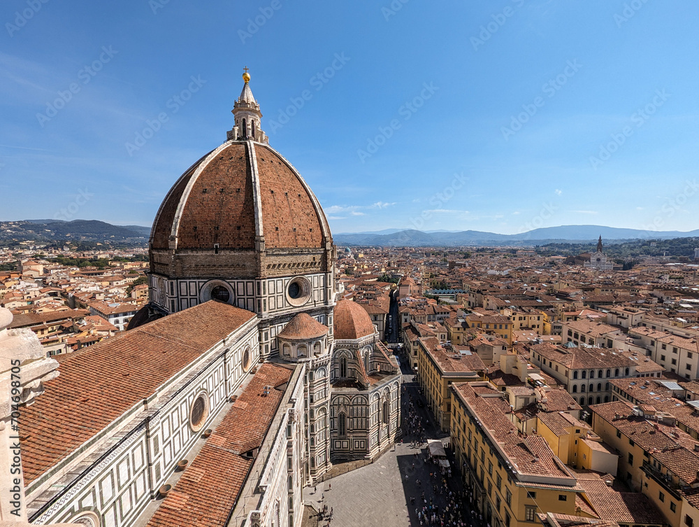 Aerial view of the cathedral Santa Maria del Fiore in Florence