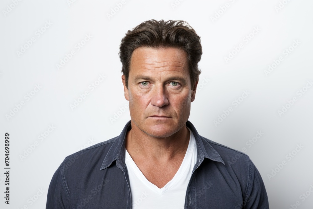 Portrait of a middle aged man looking at camera with serious expression Portrait of a middle aged man looking at camera with serious expression