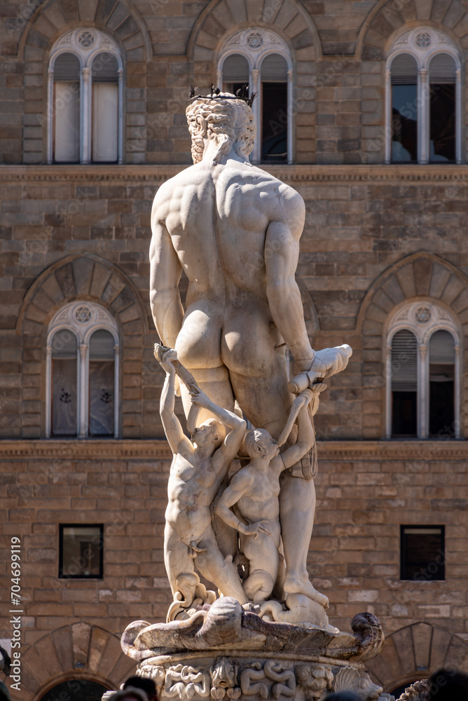 Statue of the famous Neptune fountain at the Piazza della Signoria in Florence