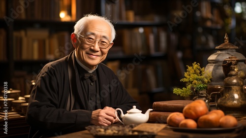 Portrait of a wise old Asian man