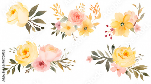 Floral frame with watercolor flowers  decorative flower background pattern  watercolor floral border background