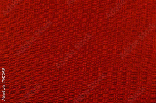 Natural Bright Carmine Red Fiber Linen Cloth Book Binding Texture Pattern, Large Detailed Horizontal Macro Closeup, Textured Vintage Fabric Burlap Canvas Background, Blank Empty Copy Space