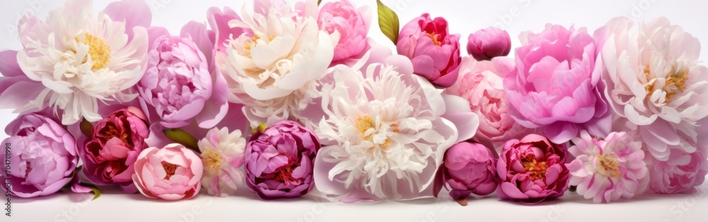 Beautiful bouquet of pink peonies. Floral shop or flowers delivery concept. Beautiful fresh cut bouquet wallpaper, banner. International women's day Beautiful bouquet of pink peonies. Floral shop or flowers delivery concept. Beautiful fresh cut bouquet wallpaper, banner. International women's day