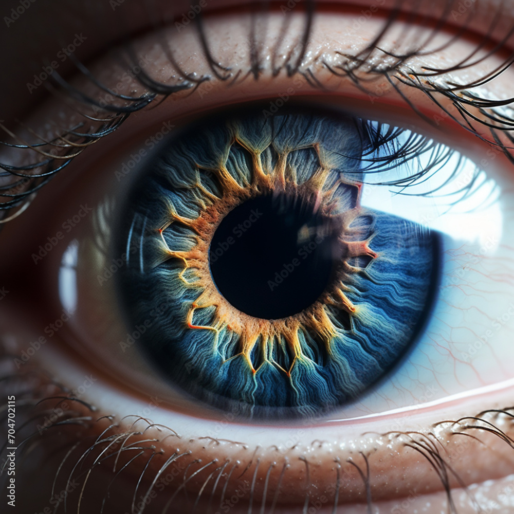 macro image of a blue human eye