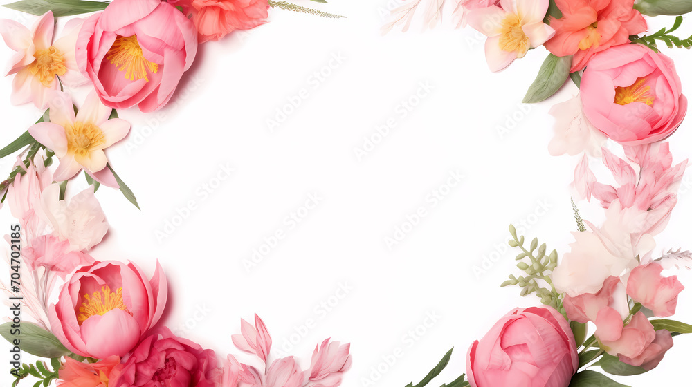Floral frame with decorative flowers, decorative flower background pattern, floral border background Floral frame with decorative flowers, decorative flower background pattern, floral border background