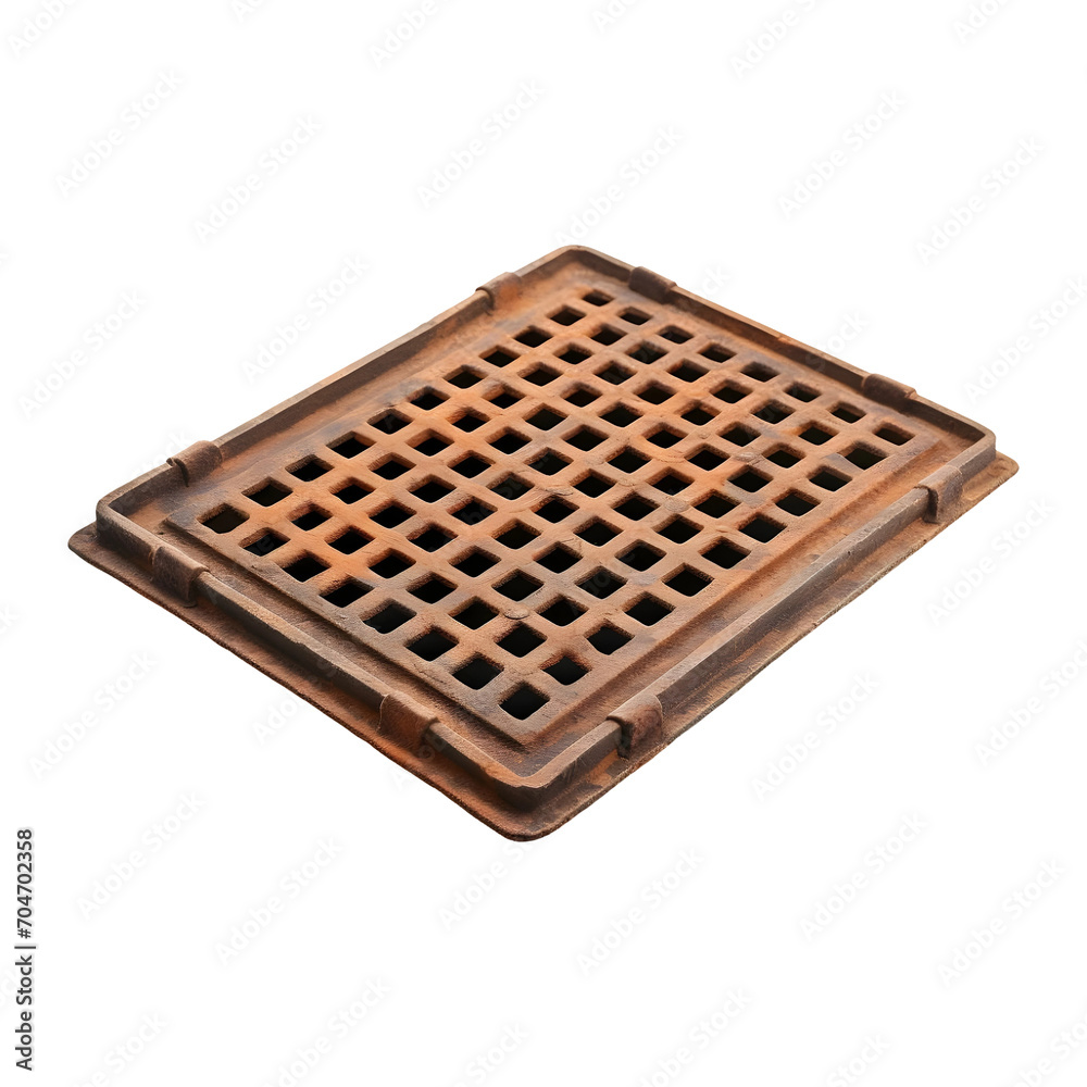 Metal walkaway water drainage trench drain grate isolated on transparent background Metal walkaway water drainage trench drain grate isolated on transparent background