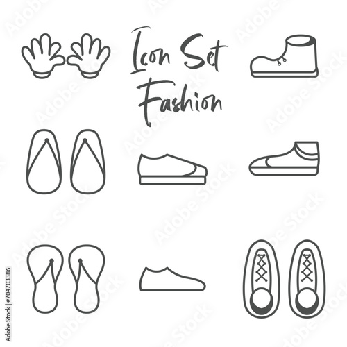 vector design flat icon set bundle of casual shoes and sandals