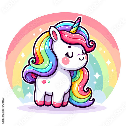 Cute Baby Rainbow Unicorn Colorful PNG – Magical Design for Crafts and Projects