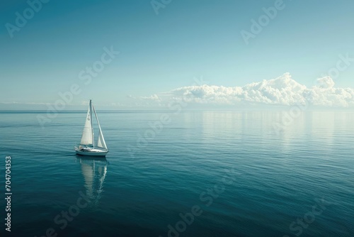 Lone yacht sailing on a tranquil ocean Freedom © Bijac