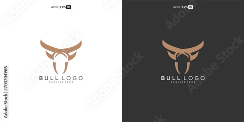 bull, angus cow bison buffalo head premium logo design. Creative bull horns photo