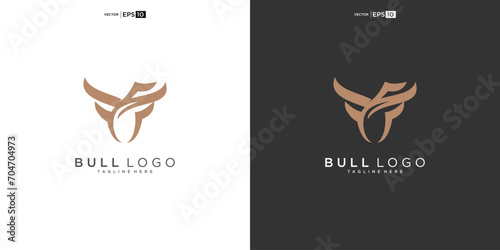 bull, angus cow bison buffalo head premium logo design. Creative bull horns