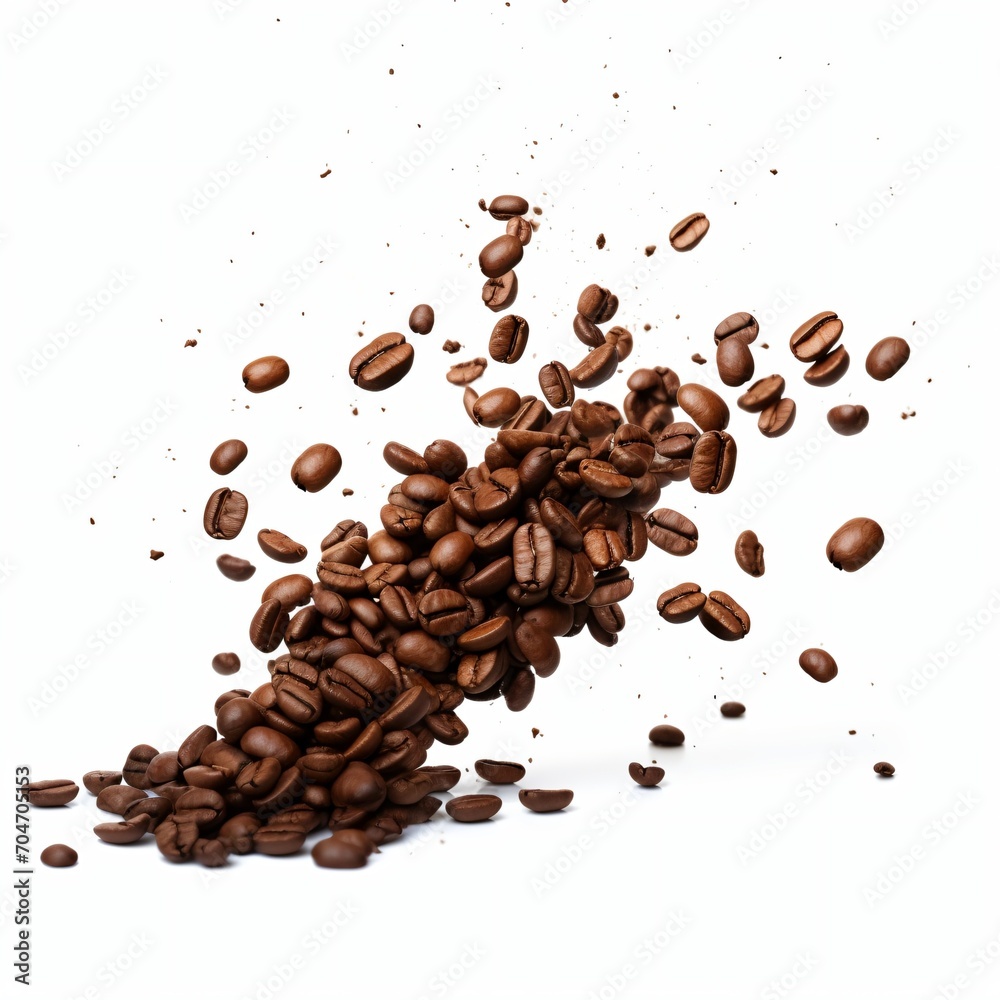 Obraz premium Coffee beans explosion isolated on white background