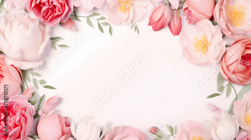 Floral frame with decorative flowers, decorative flower background pattern, floral border background photo