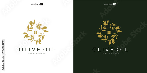 Olive logo icon design template flat. Natural extra virgin oil. beauty, cosmetic logo