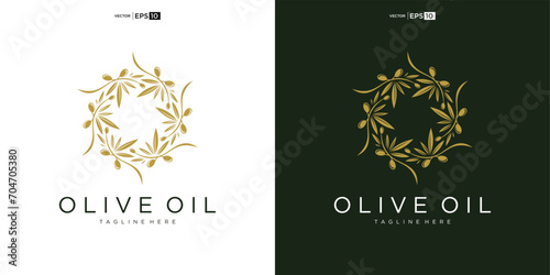 Olive logo icon design template flat. Natural extra virgin oil. beauty, cosmetic logo
