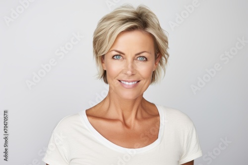 Portrait of a beautiful middle-aged woman smiling at the camera © Chacmool