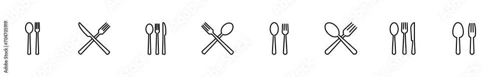 spoon and fork icon set. spoon, fork and knife icon vector. restaurant icon spoon and fork icon set. spoon, fork and knife icon vector. restaurant icon