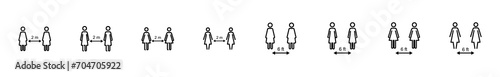 Social distancing icon set. social distance icon. self quarantine sign