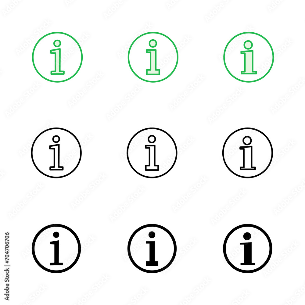 Info sign icon set. about us icon vector. Faq icon Info sign icon set. about us icon vector. Faq icon