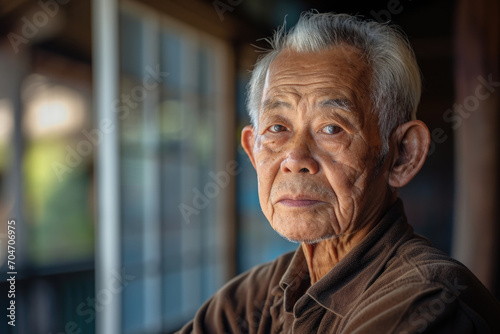 Portrait of a senior asian person looking at camera.