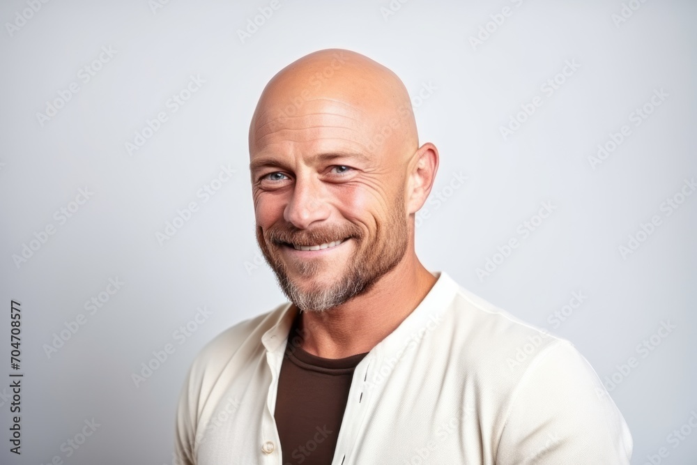 Portrait of a happy mature man smiling against a grey background. Portrait of a happy mature man smiling against a grey background.