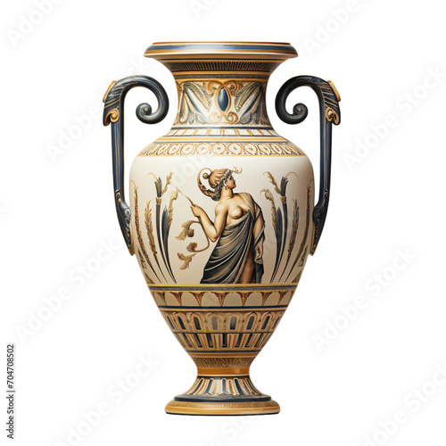 Greek vase, Ancient vase isolated, ancient egyptian vase, transparent background cutout