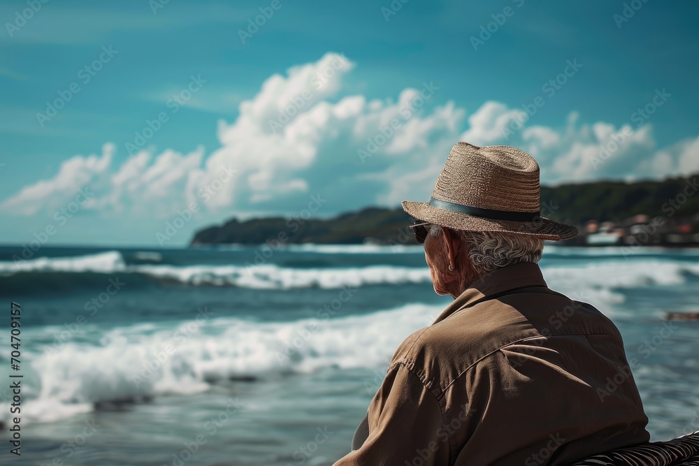 Elderly man enjoying a day at the beach