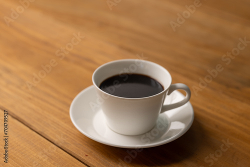 Cup of hot coffee on a table,