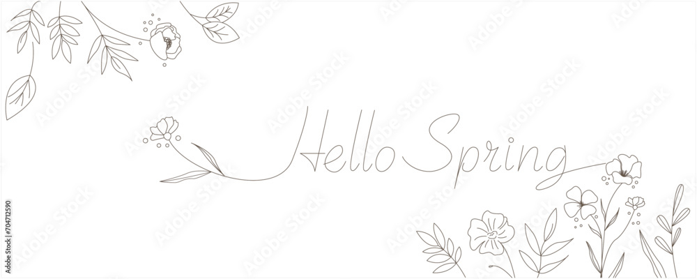 Spring floral background. Hello spring flower decoration illustration. Vector illustration.
