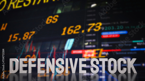 The Defensive stocks word for business concept 3d rendering.