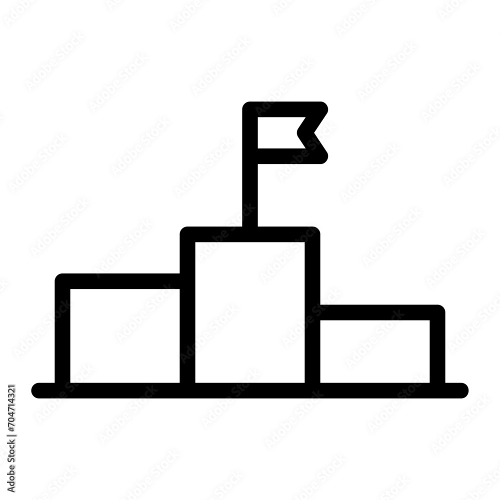 Success or victory icon with podium and flag Success or victory icon with podium and flag