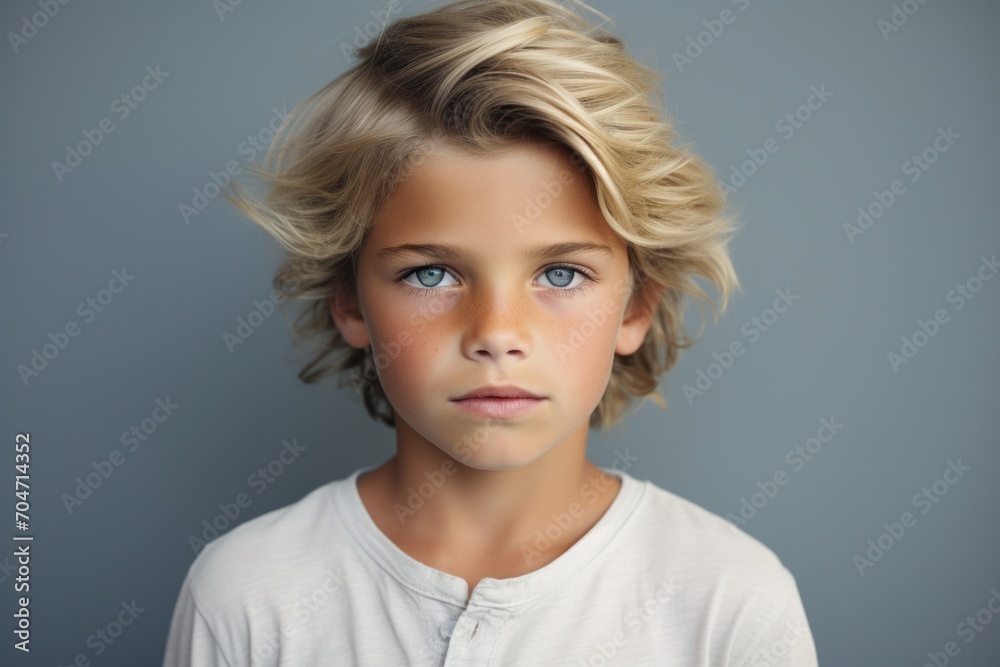 Portrait of a little boy with blond hair. Studio shot. Portrait of a little boy with blond hair. Studio shot.