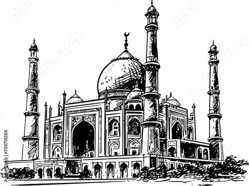 Mosque Hand drawn sketch illustration