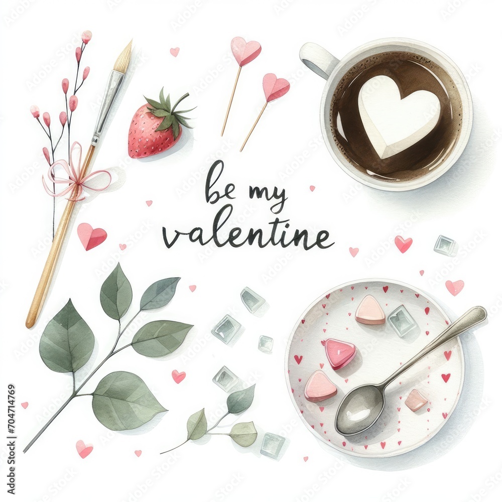 Be my valentine, valentine day card. - obrazy, fototapety, plakaty 