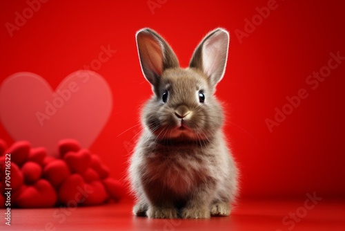 Cute bunny for advertising. Background with selective focus and copy space © top images