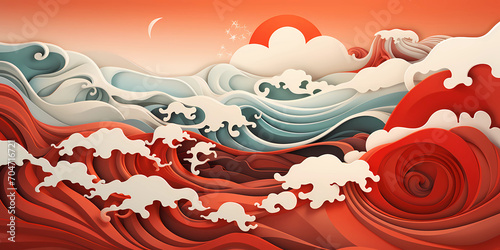 red background is made from a wave wavy pattern